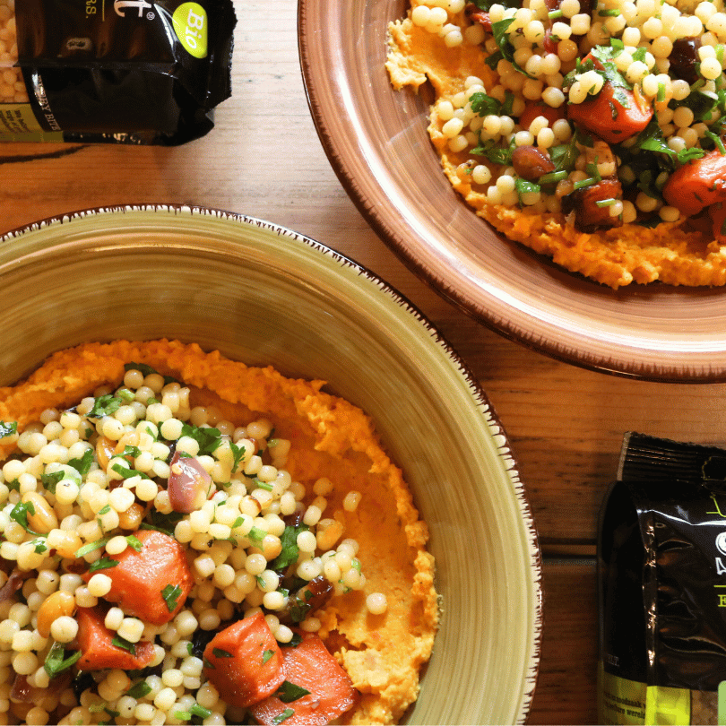 Witte bonen hummus met wortel en salade