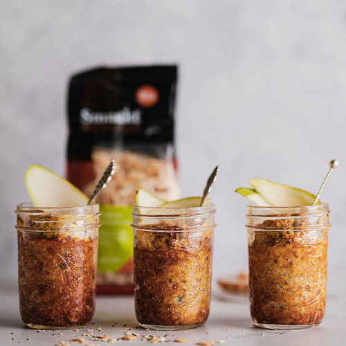 Baked oats met pindakaas en peren