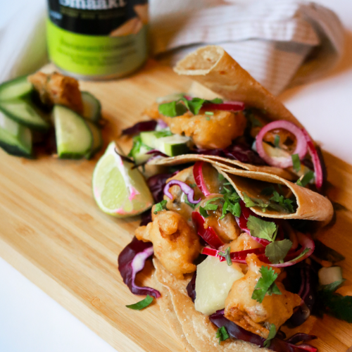 Vegan vistaco’s gemaakt van bananenbloesem